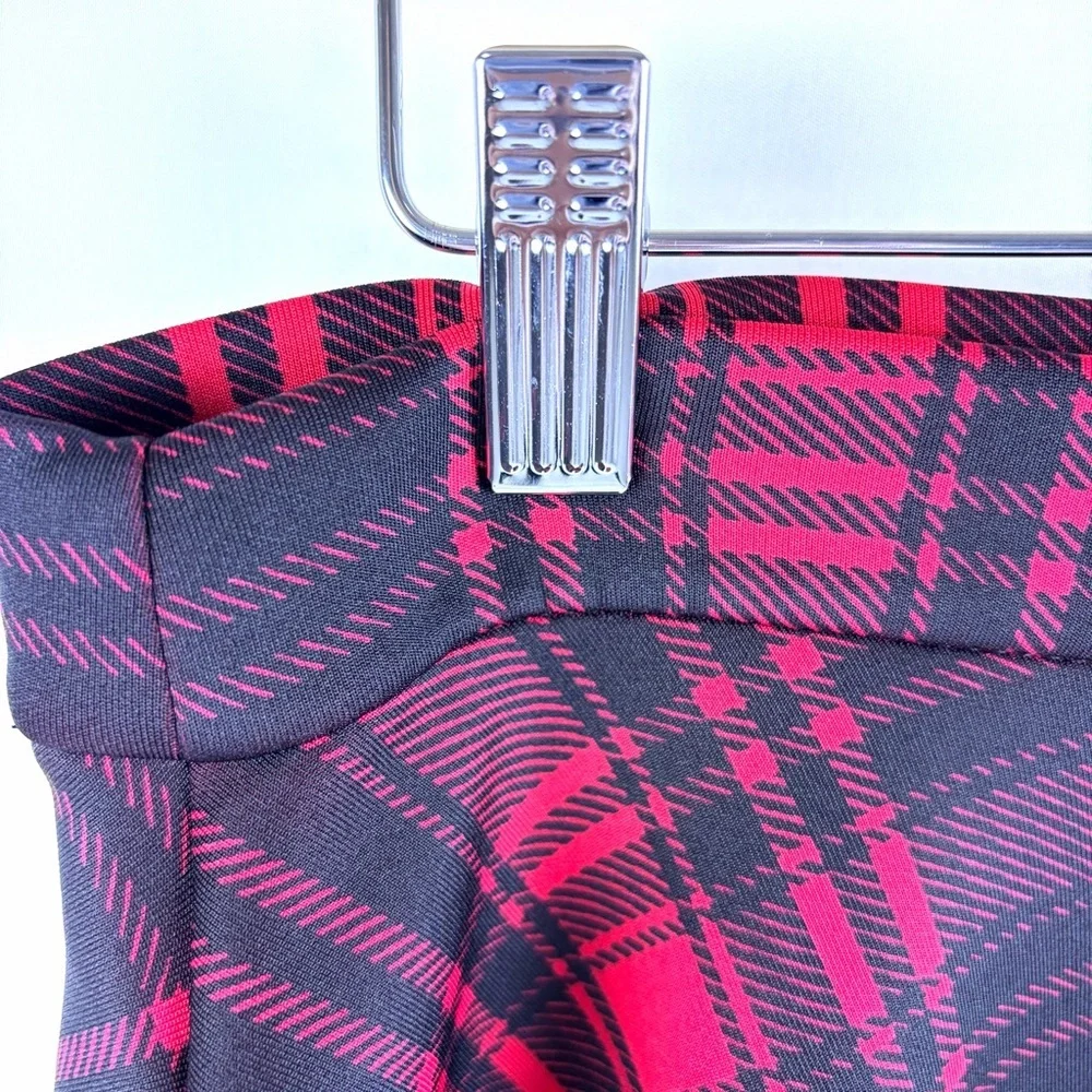Hot Topic Red Black Plaid Skater Skirt Zip Front Size Medium